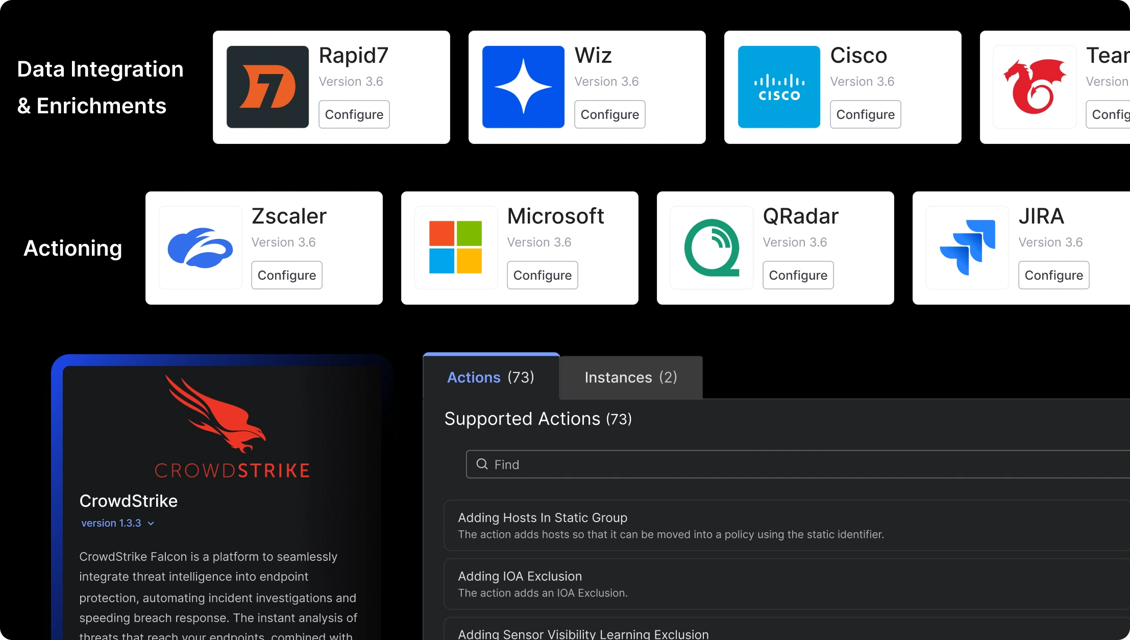 Cyware Security Orchestration Platform enabling streamlined security operations with vendor-agnostic orchestration across 400+ tools